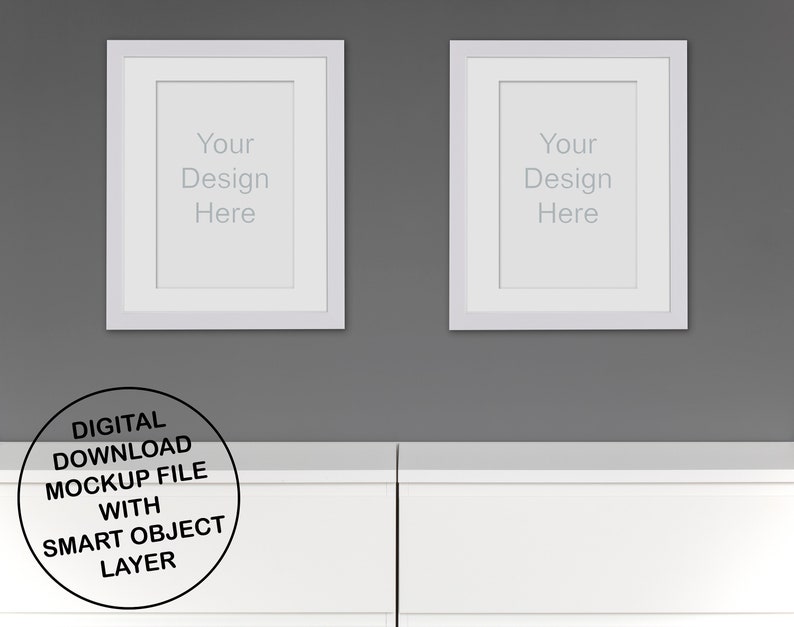 8x12 16x24 24x36 Set Of 2 White Vertical Frame Mockup Room Etsy