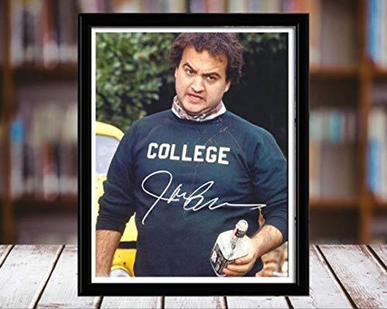 Portrait Drunk College Kid Desktop Frame John Belushi Autograph Replica Print Animal House