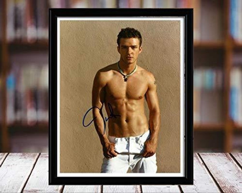 Portrait Justin Timberlake Autograph Replica Print Desktop Frame