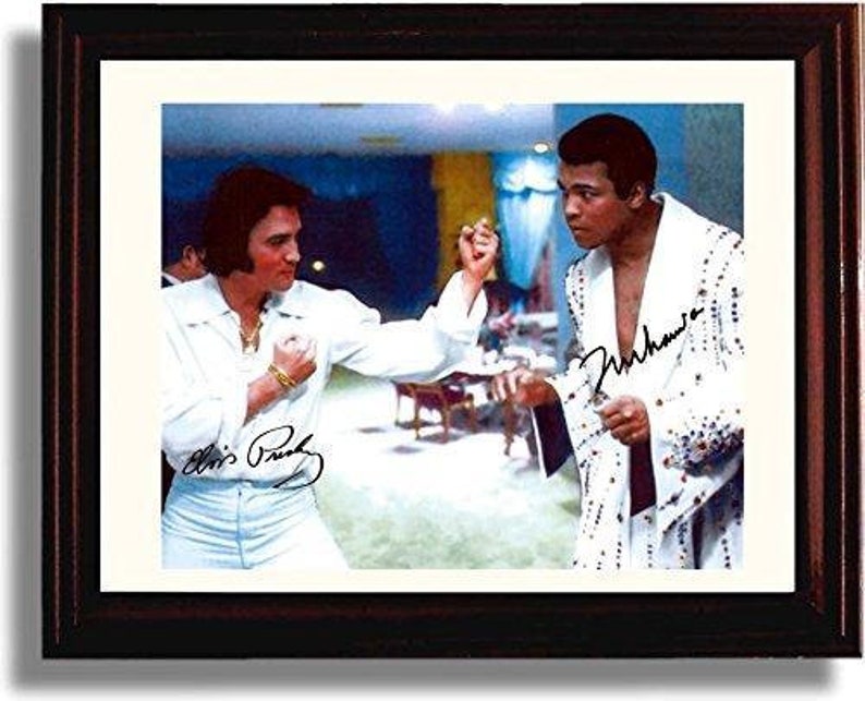 Framed Muhammad Ali /& Elvis Presley Autograph Replica Print 8x10 Print