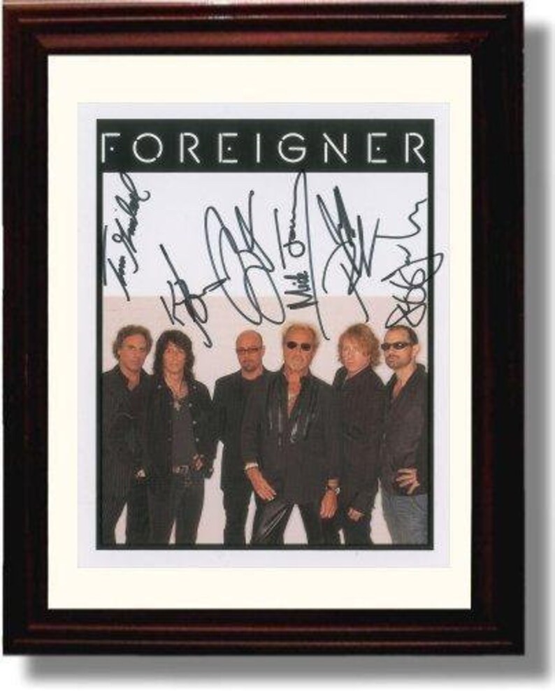 Framed Foreigner Autograph Replica Print 8x10 Print