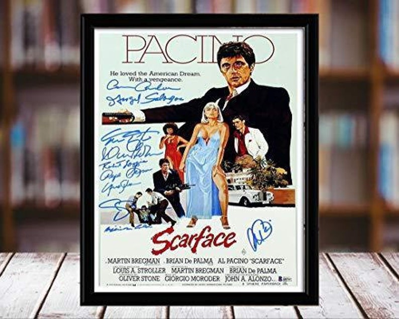 Al Pacino Autograph Replica Print Cast Desktop Frame Scarface Portrait