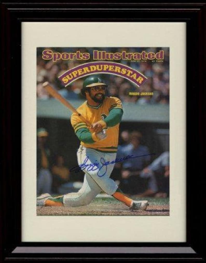 Framed Reggie Jackson Superduperstar Sports Illustrated Autograph Replica Print 6171974-8x10 Print