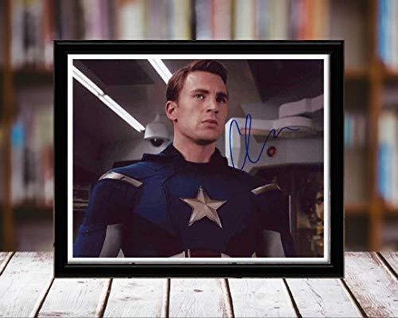 Desktop Frame Captain America Landscape Chris Evans Autograph Replica Print
