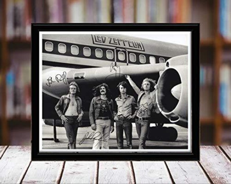 Landscape Desktop Frame Airplane Led Zeppelin Autograph Replica Print
