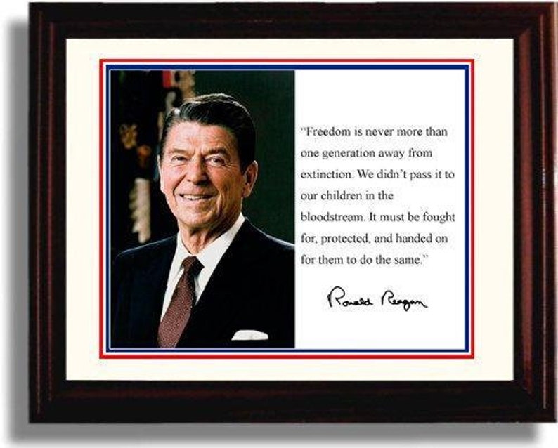 Framed Ronald Reagan Autograph Replica Print Presidential Quote 8x10 Print
