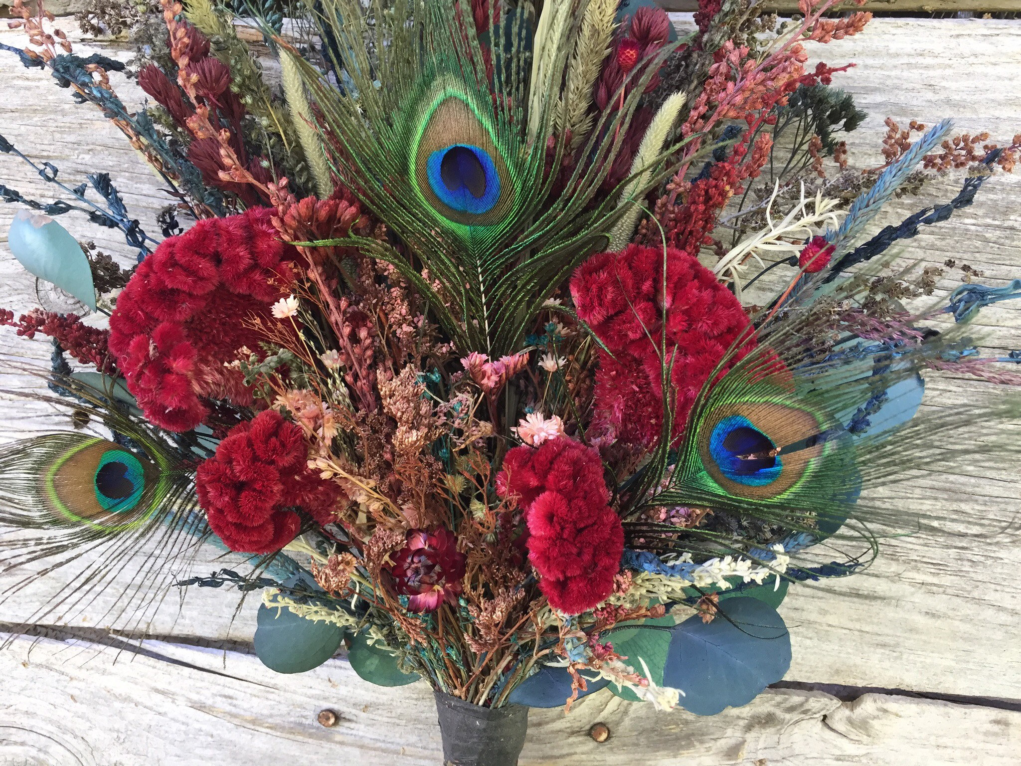Vintage Peacock Feather Bridal Bouquet