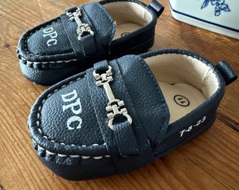 Monogrammed Baby Loafers, Monogrammed Baby Shoes, Personalized Baby Shower Boy Gift