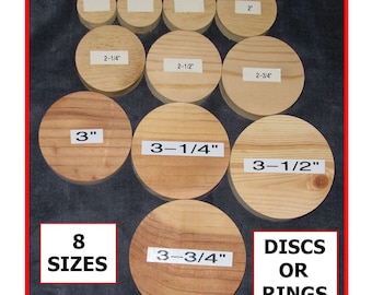 PINE Wood Craft Circles Discs Rounds 3/4" Thick 2" TO 3.75" Coarse Sanded