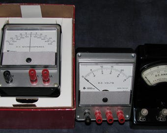 3 Vintage Analog Meters Voltmeter Microammeter Ammeter Triplett Welch Scientific 320-G/P
