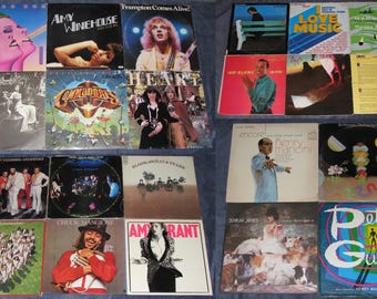 22 Vintage Vinyl Records Winehouse Frampton Chic Heart Belafonte Styx UB40 Heart