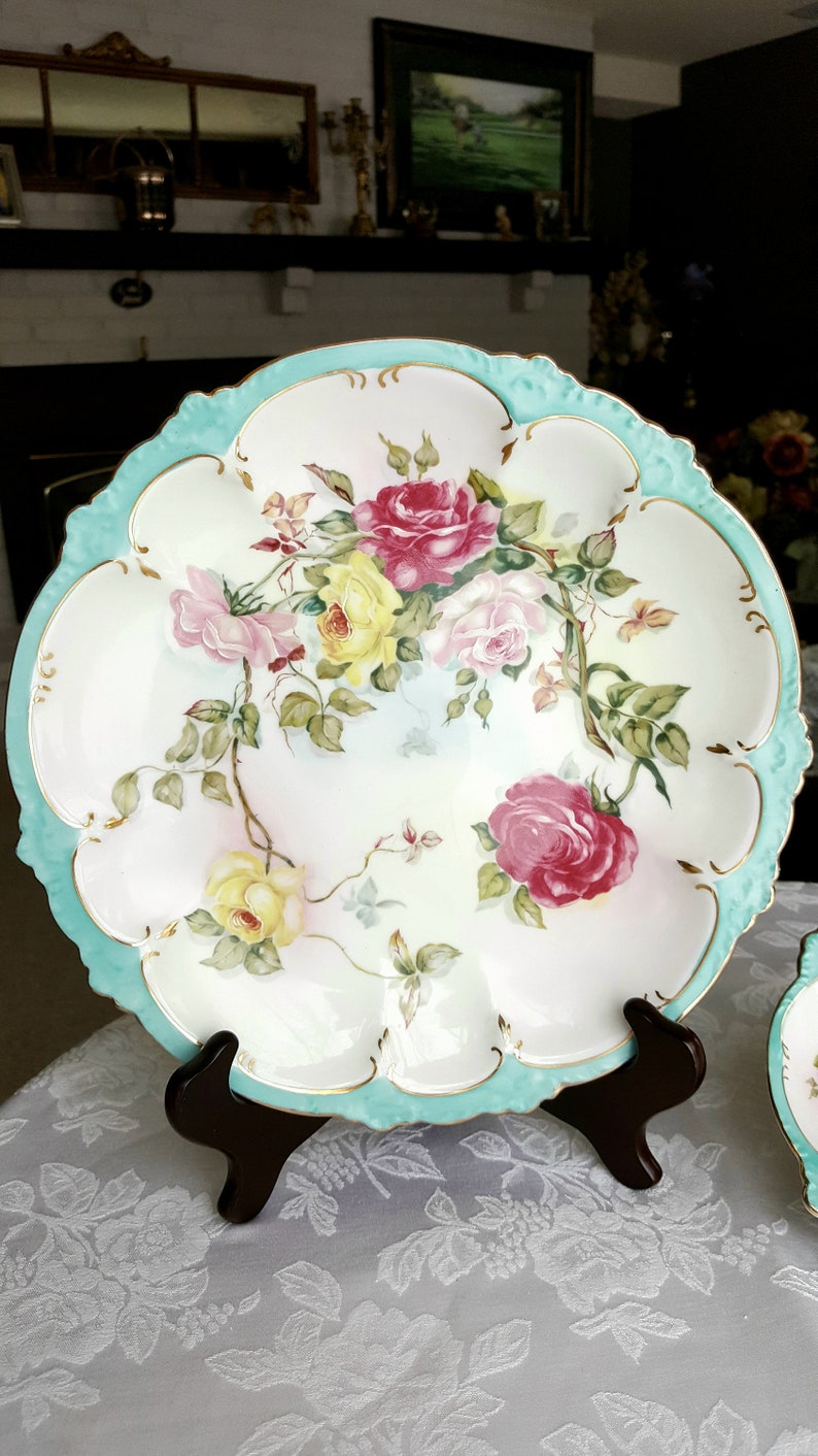 RARE Vintage Lefton Cake Plate /& CandyPickle Dish Set