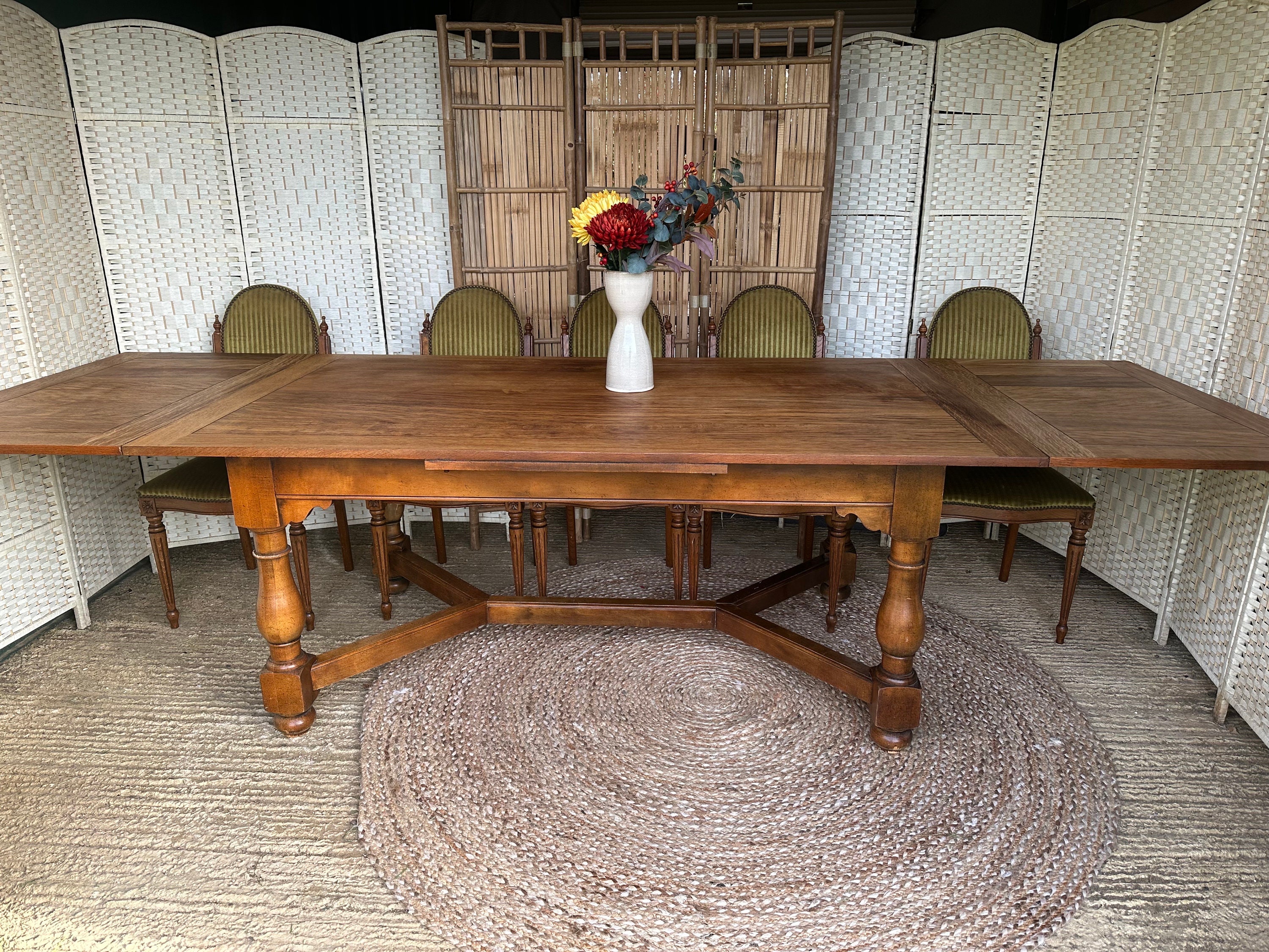 Farmhouse Round Dining Table 120cm Antique Oak- Size: 76H x 122W x 122D  (cm) - Furniture: DINING - Dining Table