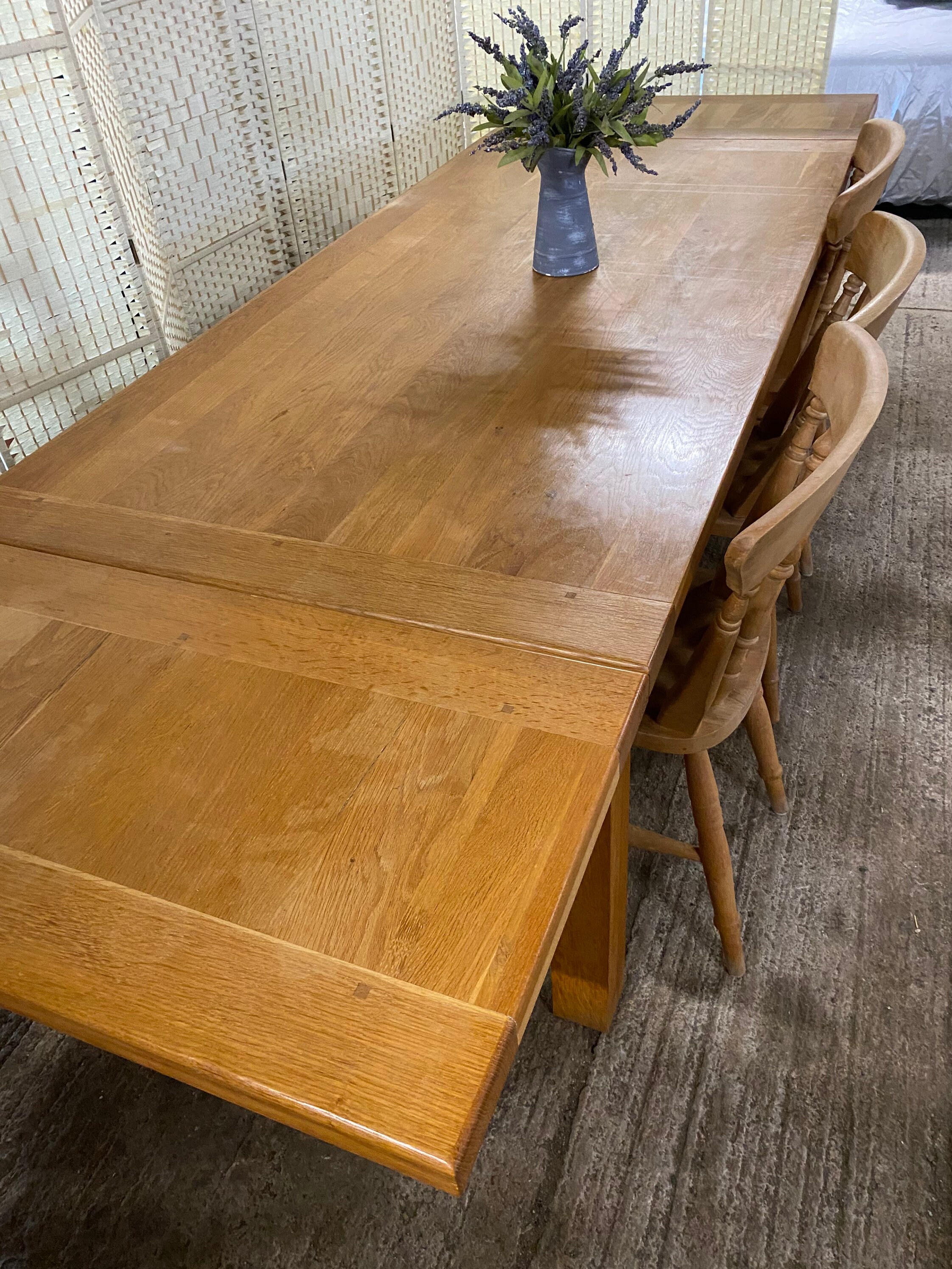 Huge solid oak vintage farmhouse dining table extending 6x3ft Etsy