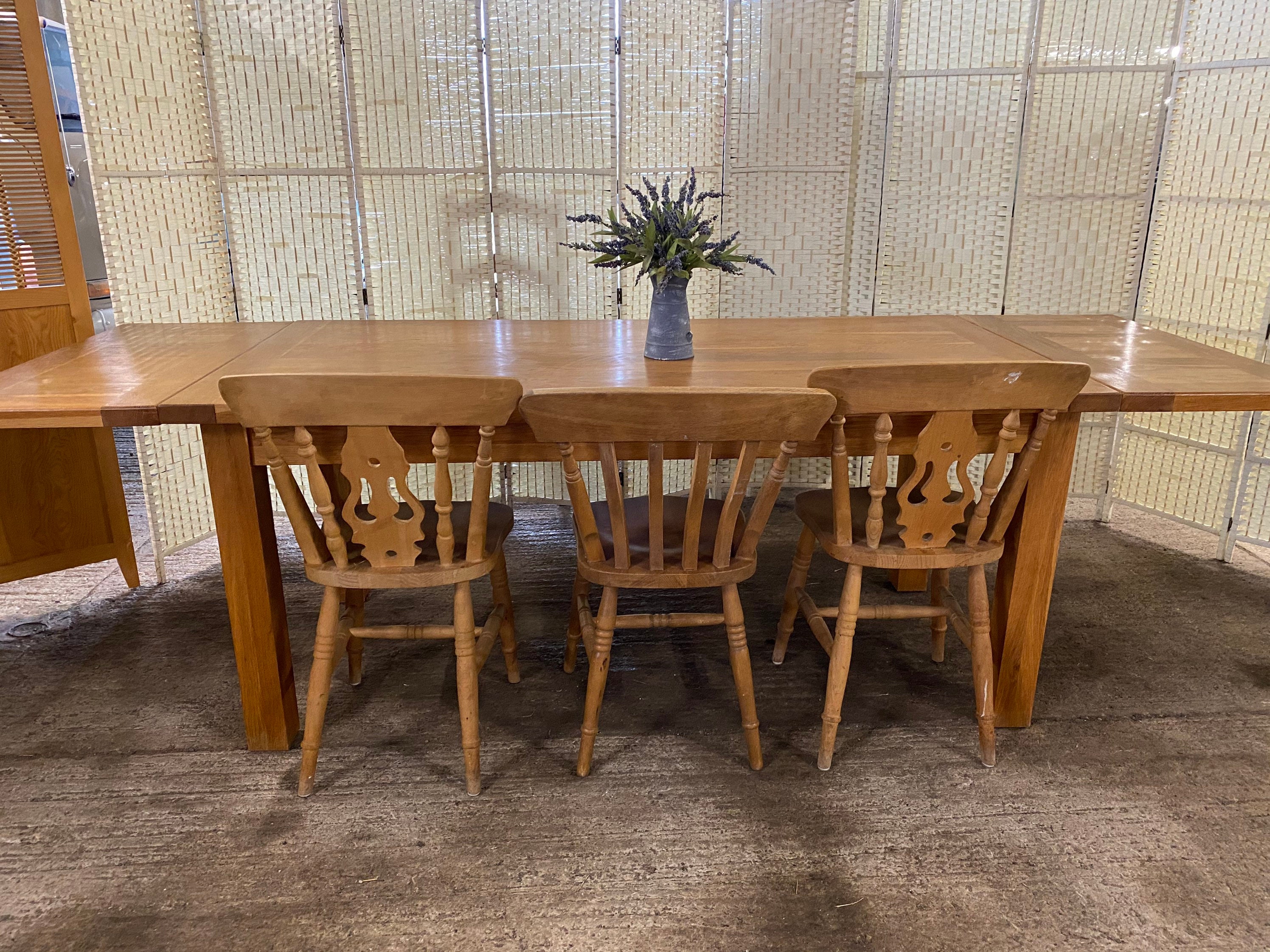 Huge solid oak vintage farmhouse dining table extending 6x3ft Etsy