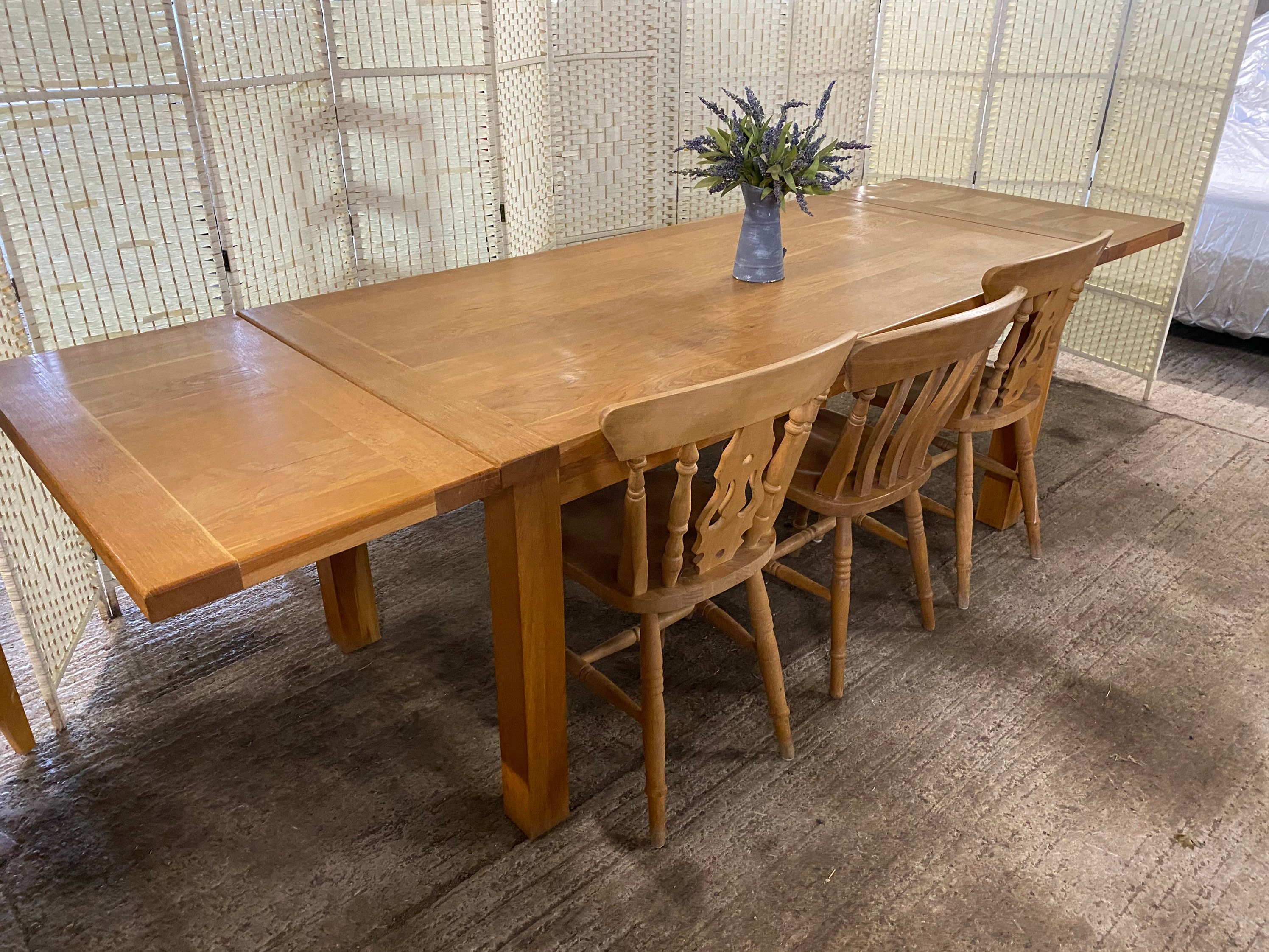 Huge solid oak vintage farmhouse dining table extending 6x3ft Etsy