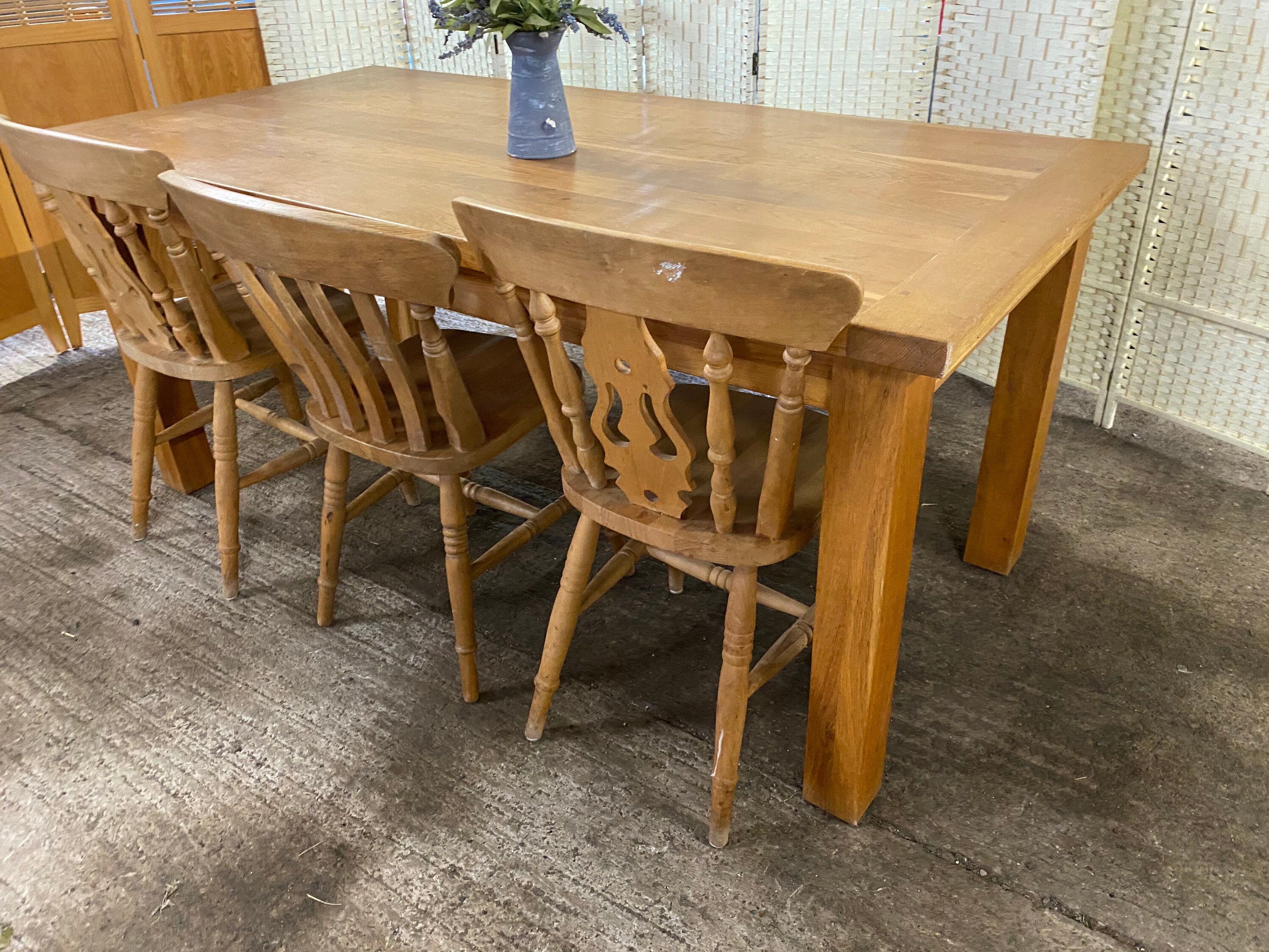 Huge solid oak vintage farmhouse dining table extending 6x3ft Etsy