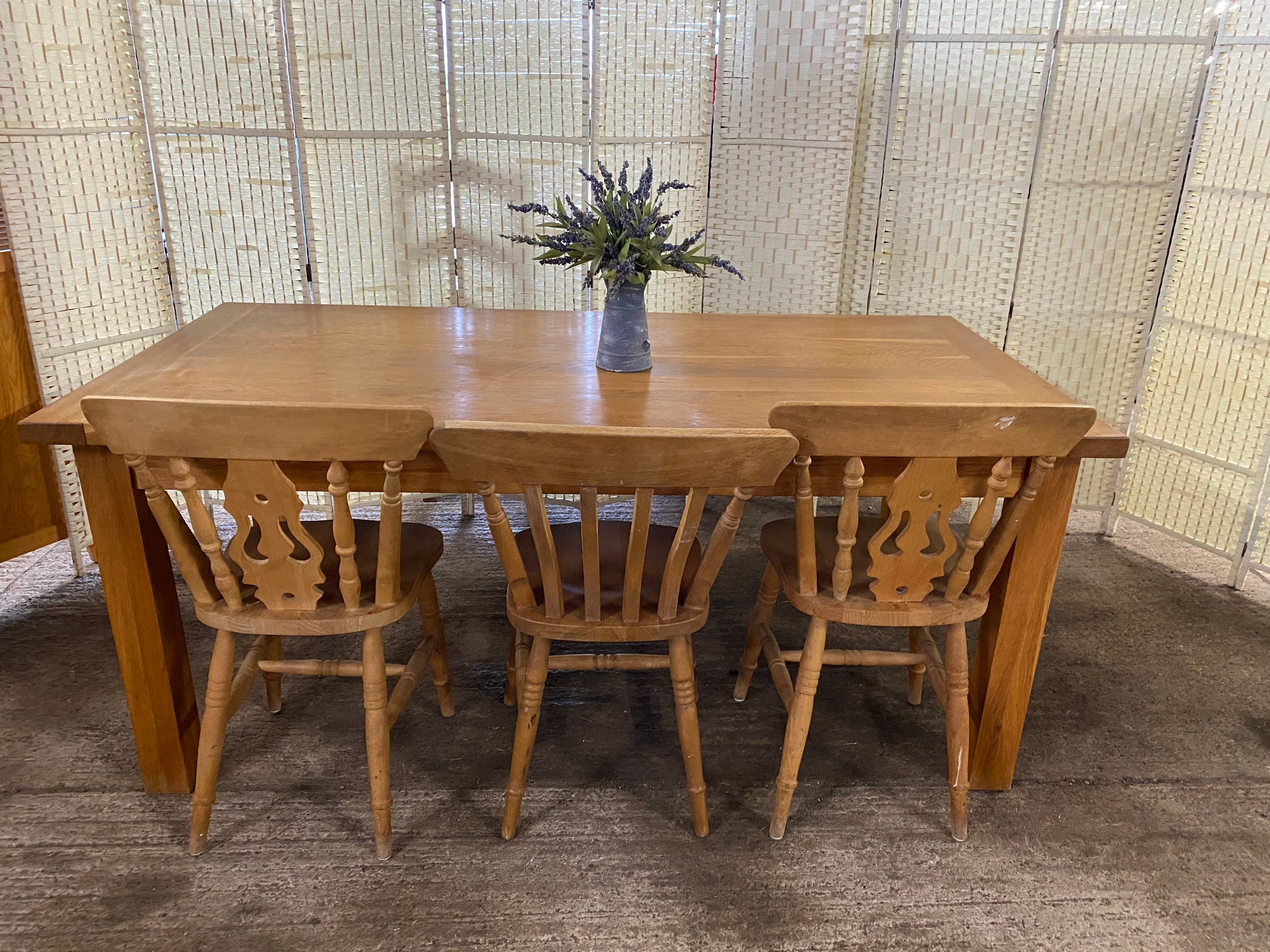 Huge solid oak vintage farmhouse dining table extending 6x3ft Etsy