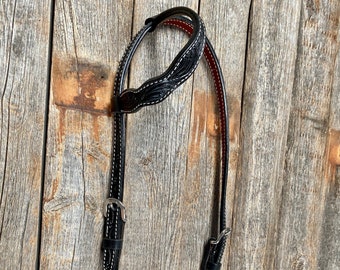Floral ausgebogter Schwarzer One Ear Headstall/Zaum