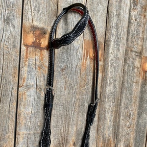 Floral Scalloped Black One Ear Headstall / Bridle