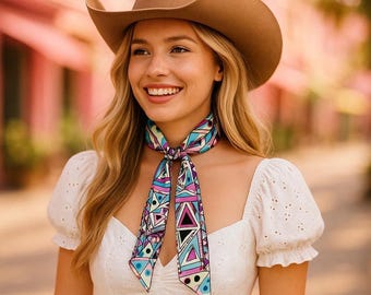 Blue and Purple Western Skinny Mini Wild Rag Scarf / Cowgirl Necktie #TW329