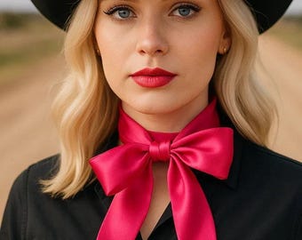 Hot Pink Western Skinny Mini Wild Rag Scarf / Cowgirl Necktie #TW309