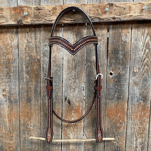 Foxtail Tooling Two Tone V-Browband Headstall/Bridle #24335