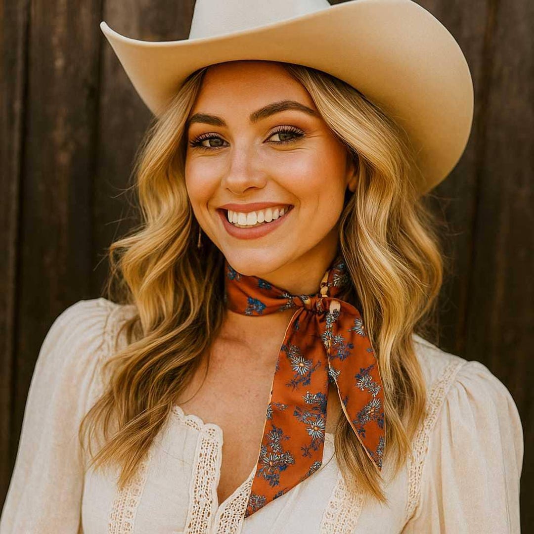 Brown and Tan Western Skinny Mini Wild Rag Scarf / Cowgirl Necktie #TW137 - Etsy