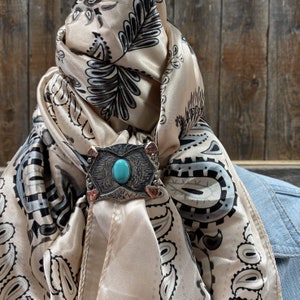 35X35&quot; Light Pink & Silver Paisley Wild Rag/Scarf - W115L Slide WRC435B