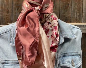 35X35" Raspberry Pink Floral Wild Rag/Scarf WR403