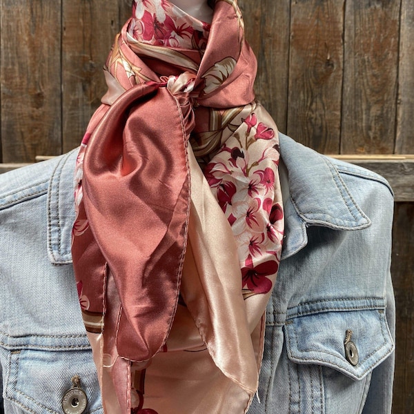 35X35" Raspberry Pink Floral Wild Rag/Scarf WR403