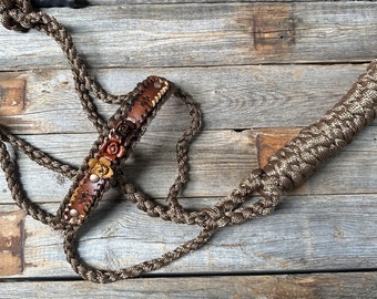 Brown Mule Tape Halter - Multi Colored Roses #MT223