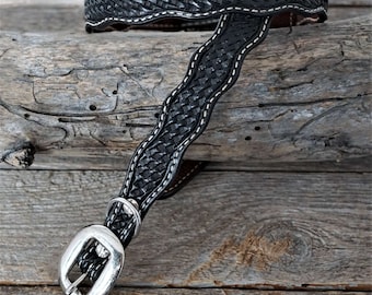 Black Leather Dog Collars Sizes 10"-22"