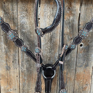 Dark Oil One Ear Headstall & Breastcollar Set #OEBC416