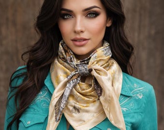 35X35" Brown and Tan Foliage Wild Rag / Scarf WR1032
