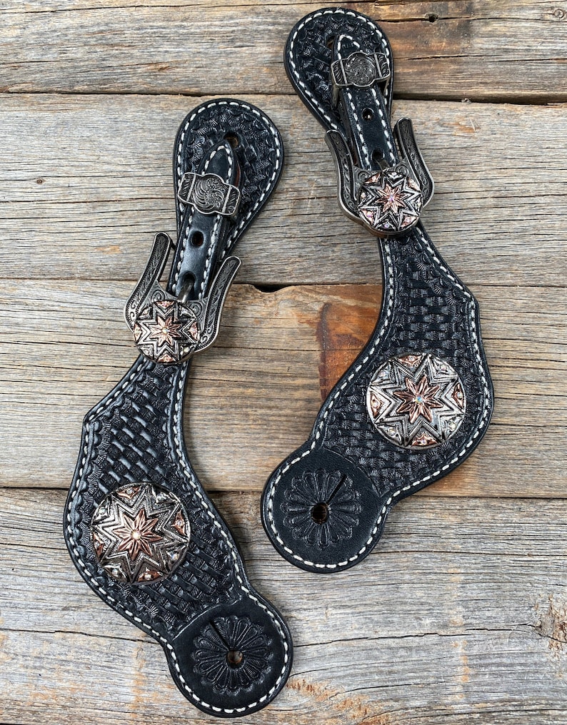 RodeoDriveConchos Basketweave Spur Straps
