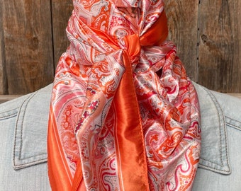 35X35" Pink & Orange Paisley Wild Rag/Scarf WR3417