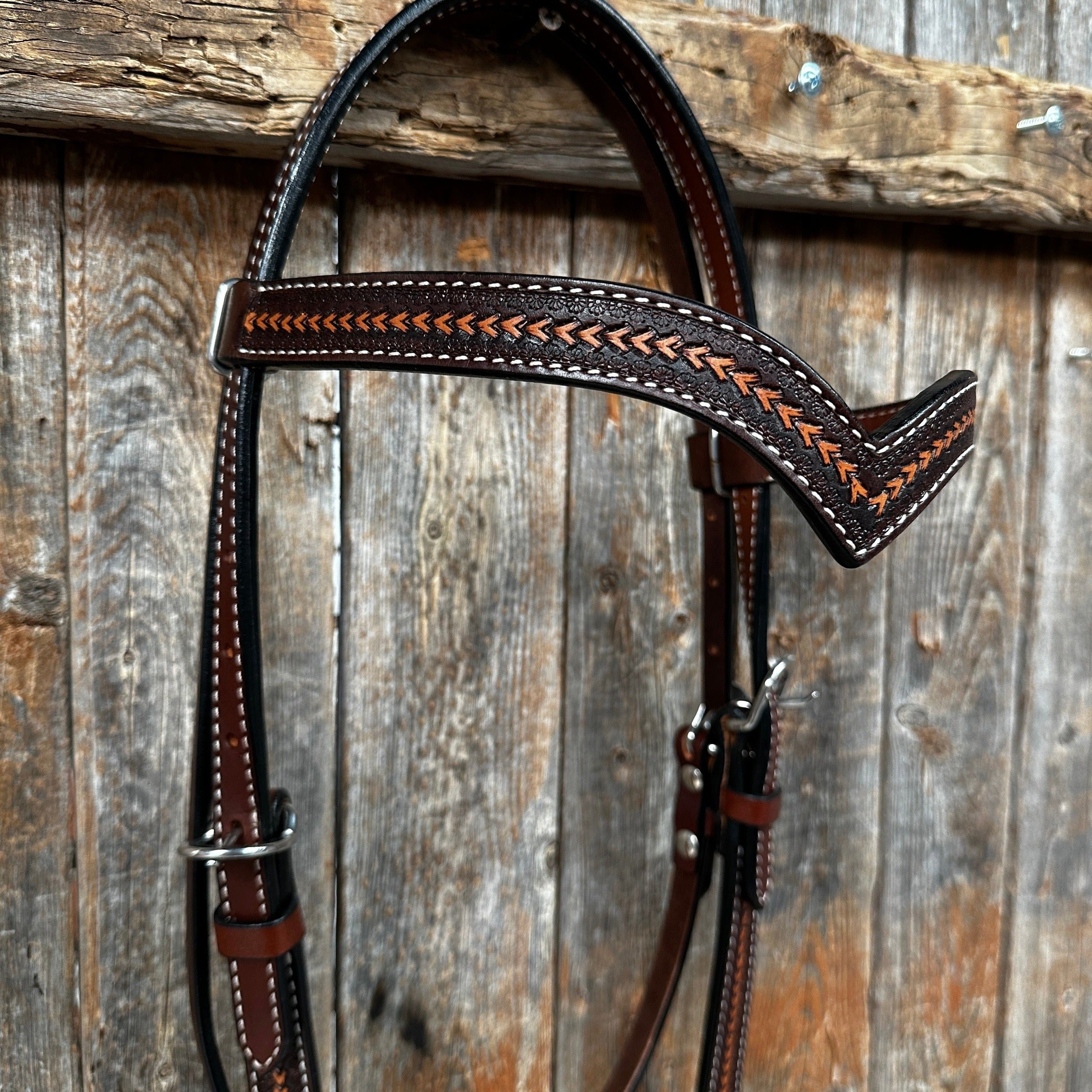 Foxtail Tooling Two Tone V-Browband Headstall/Bridle #24335