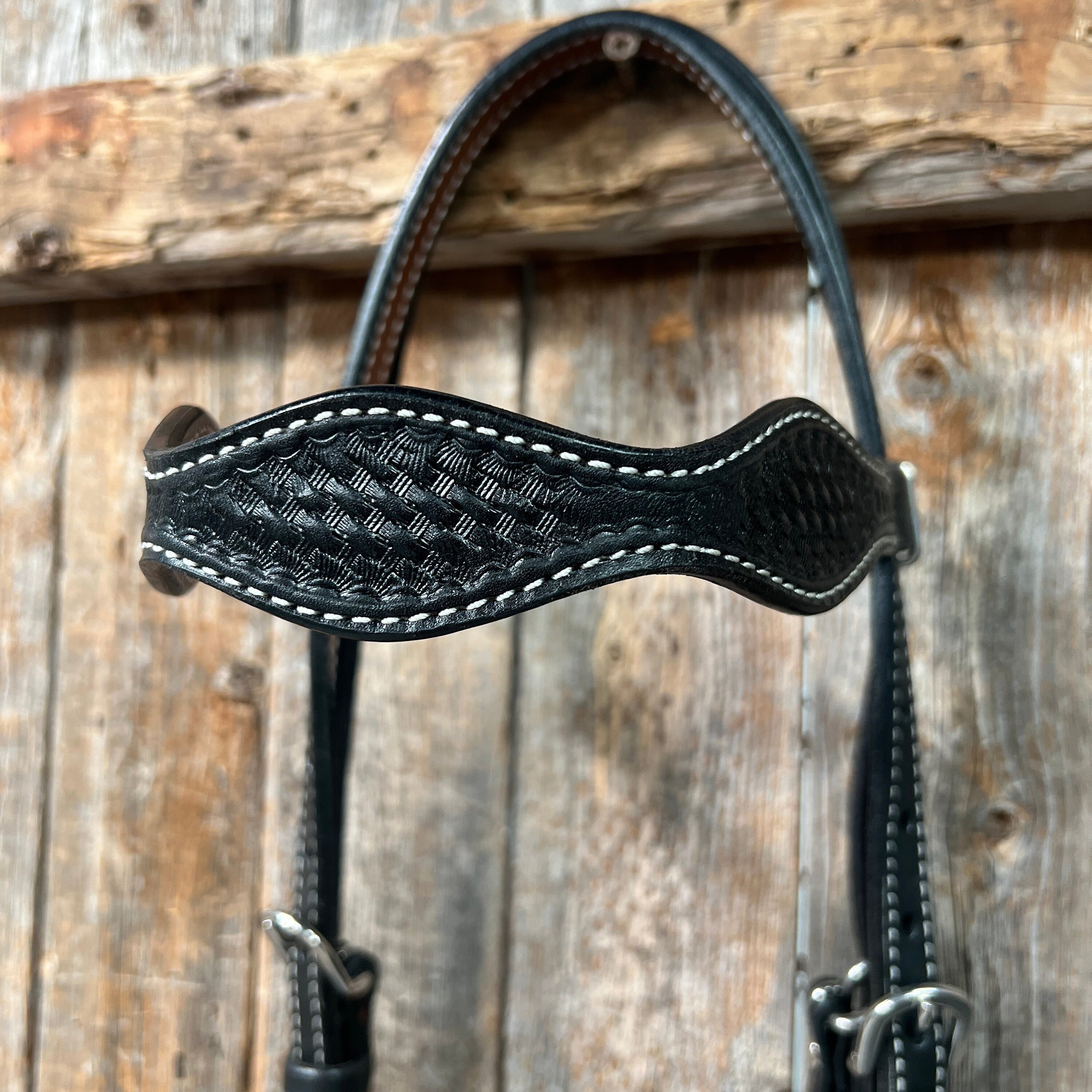 Basketweave Black Browband Headstall / Bridle - Etsy