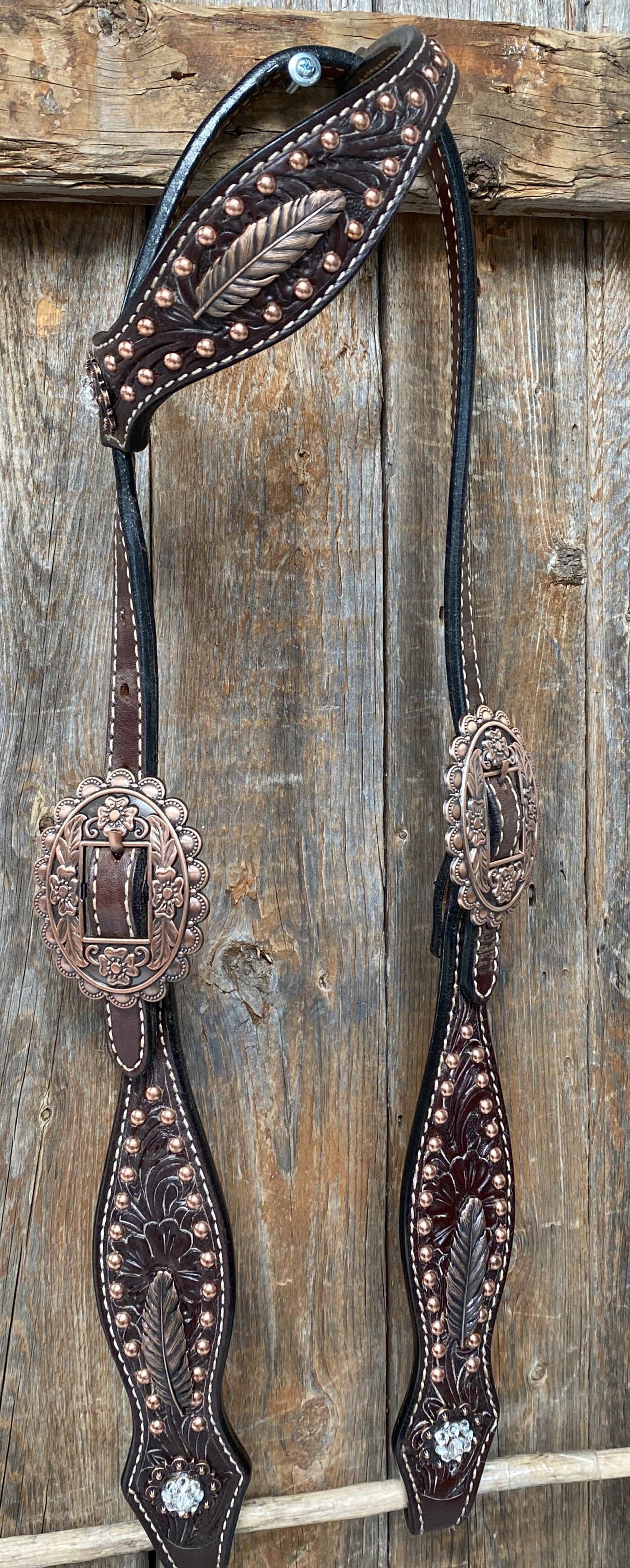 One Ear Headstall / Bridle Crystal Conchos OE245 for Rodeo Etsy