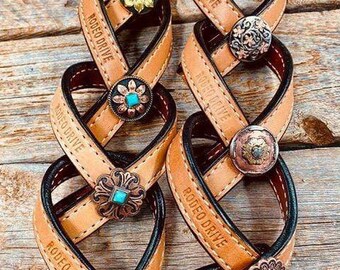 Vintage Tooled Floral Scroll Brown Leather Belt by Belt  display picture 2