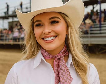 Pink and Gold Western Skinny Mini Wild Rag Scarf / Cowgirl Necktie #TW133