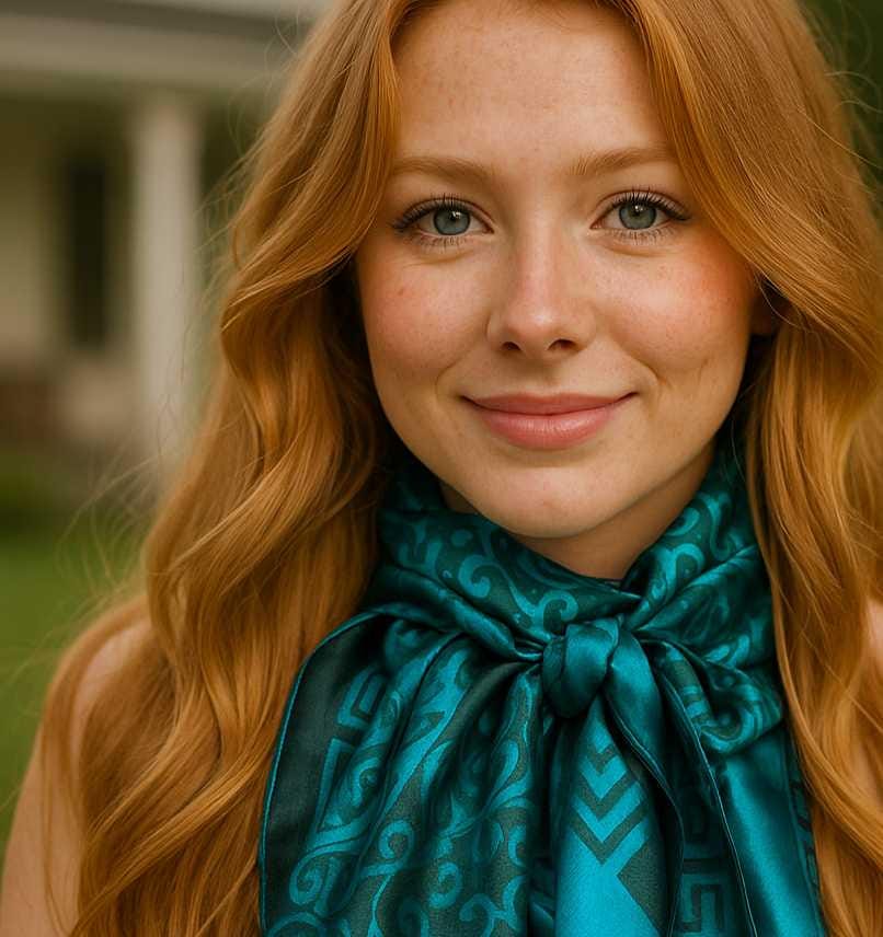 42X42" Teal Jacquard XL Wild Rag / Scarf WR4202