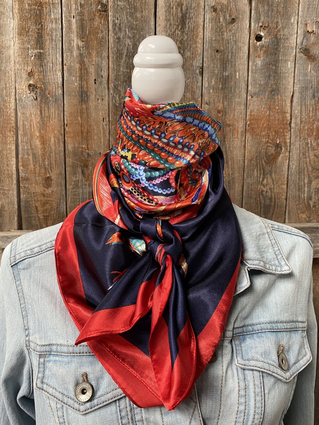 35x35 Feathers Wild Rag/scarf WR642 Bandana Cowboy Rag Western Scarves