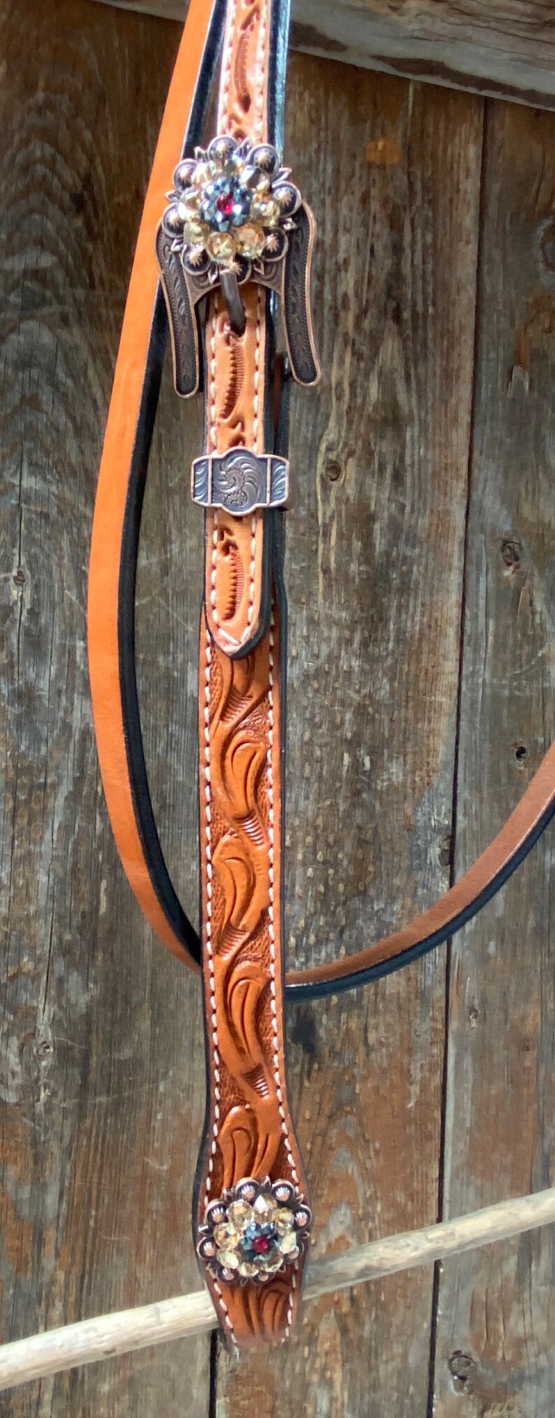 SILVER ROYAL BLUE AND PINK FLORAL BROW HEADSTALL