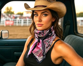 35X35" Pink and Black Wild Rag / Scarf WR1017