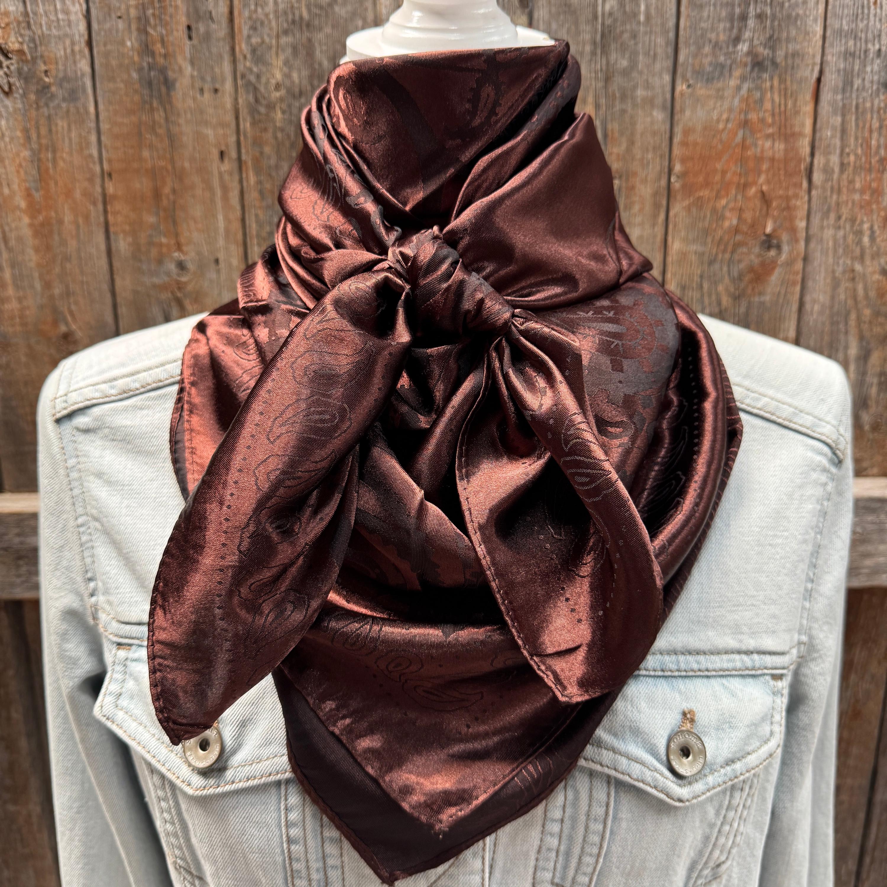 Foulard Western Wild Rag – Chocolat Massif, 36x36, écharpe Cowboy