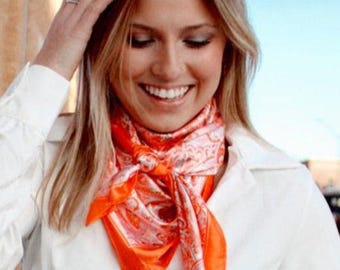 Foulard Carré En Soie Roberta Di Camerino - 90x90 Cm - Qualité Vintage - Occasion Très Bon état