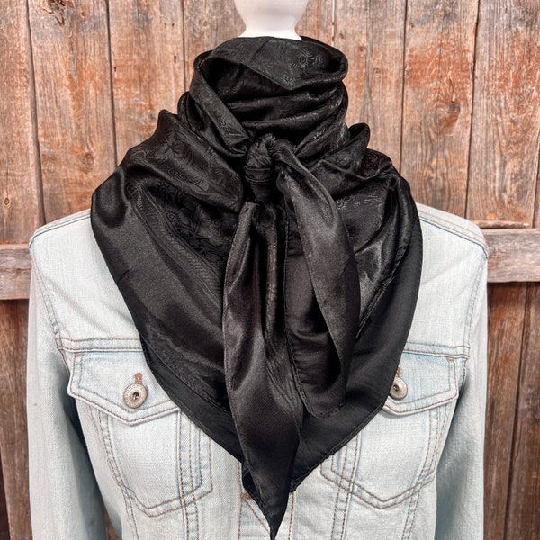 35X35" Black Jacquard Wild Rag/Scarf WR4050