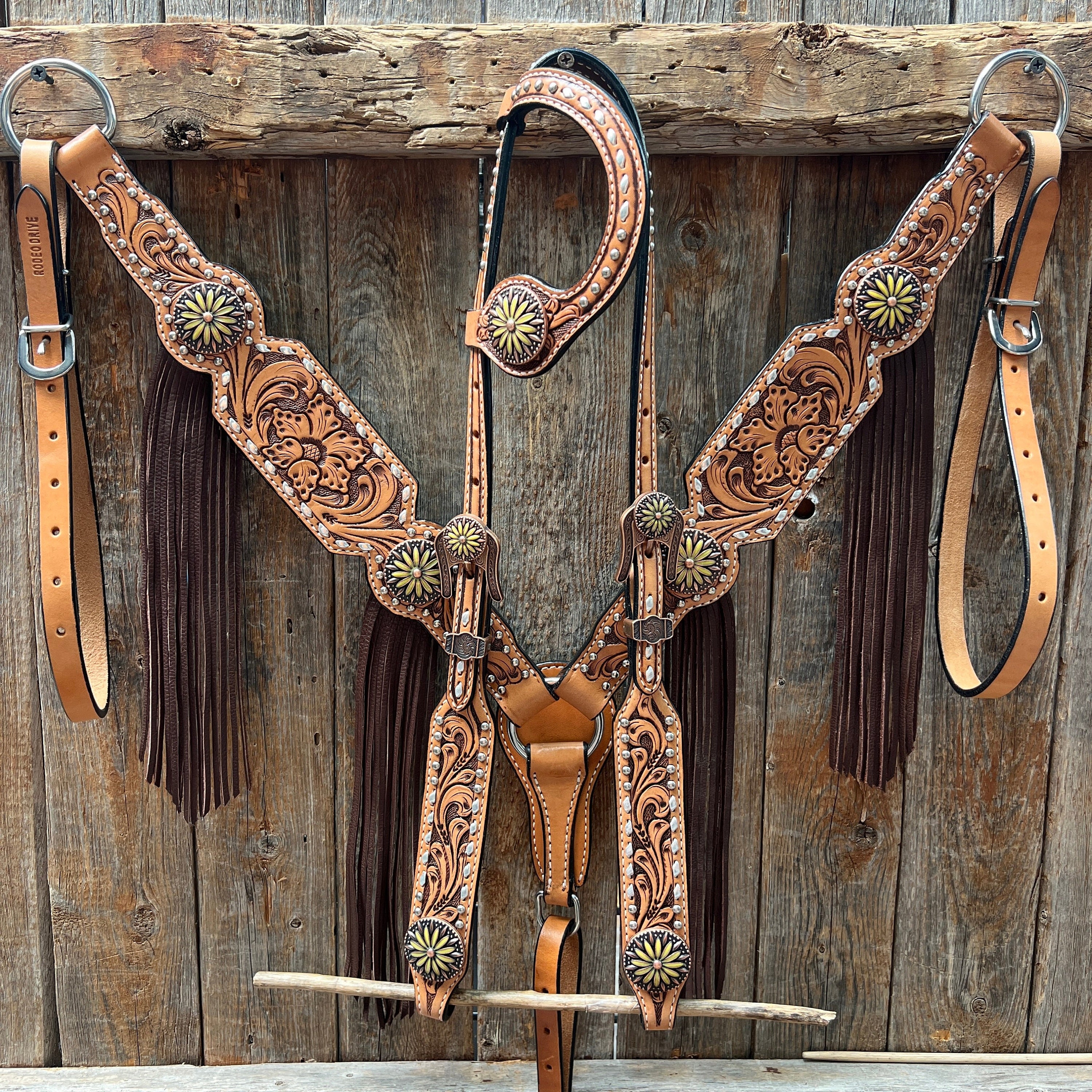 une oreille têtière et collier de poitrine avec peint à la main